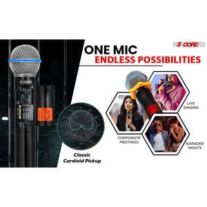 Système de microphone sans fil 5 cœurs, 6 canaux UHF, récepteur portable avec 6 micros dynamiques sans fil, portée 492F - Product Image 2