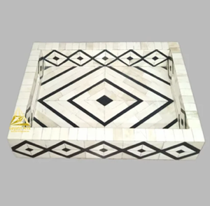 Plateau design boîte antique artisanale plateau multi-usage en incrustation d'os pour servir l'affichage et le stockage élégant fabriqué à la main en Inde - Product Image 1