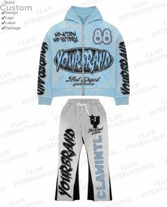 Ensemble de survêtements de gymnastique d'hiver pour hommes et femmes 100% coton avec logo personnalisé surdimensionné survêtement à capuche imprimé sport survêtement blanc pour hommes - Product Image 5