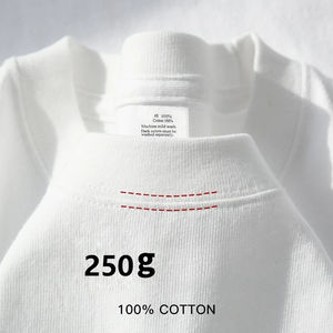 T-shirt à manches courtes en coton de haute qualité, lourd, 250 g, blanc pur, opaque, décontracté pour homme, haut de base pour homme, été - Product Image 5