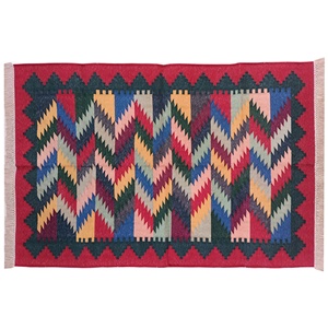 Alfombra Dhurrie de algodón geométrica moderna hecha a mano, color personalizable, reversible, antibacterias, características, alfombras Premium para la vida - Product Image 3