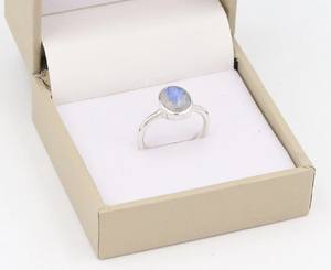 Anillo de fiesta de aniversario de compromiso de boda clásico de Plata de Ley 925 con piedra lunar corte ovalado piedra preciosa regalo de joyería fina - Product Image 3