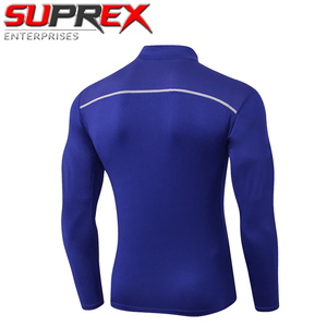 Camiseta Deportiva de Compresión para Hombre, Cuello Redondo, Manga Larga, Ajustada, de Lona, Poliéster/Algodón, con Cierre - Product Image 2