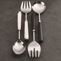 Ensemble de service à salade en acier inoxydable plaqué or PVD avec manche en bois Ustensiles de cuisine vintage Cuillère à salade Fourchette Set Personnalise Outil à salade