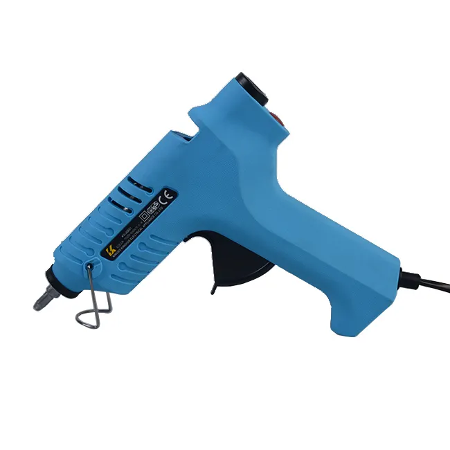 Pistola de pegamento termofusible azul de tamaño completo con cable, precio más vendido, para bricolaje