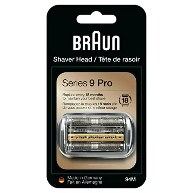 Braun Shaver-Kopf Ersatzteil 94M Silber, kompatibel mit Serie 9 Pro und Serie 9 elektrischen Rasierer für Herren