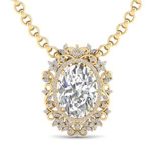 REYES Joyería Fina, Nuevo Collar con Colgante de Moissanita de Corte Ovalado de 13.22 Quilates en Oro Sólido de 14K para Mujer, Regalo de Boda - Product Image 2