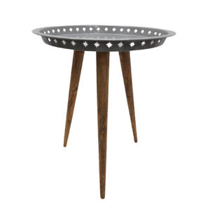 Long Lasting Metal Side <b>Table</b> Top White Wooden <b>Leg</b> Decorative Living Room Furniture Customized Handmade - Product Image 3