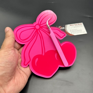 ขนตาปลอมทำจากอะคริลิครูปหัวใจแหนบแม่เหล็กติดขนตาปลอมทำจากโบว์เชอร์รี่สีชมพู - Product Image 5