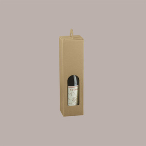 10pcs Smooth Avana Cardboard <b>Box</b> Case with UV Advantage 90x90H340mm 1 <b>Bottle</b> 750ml Oil Wine Featuring Window Handle Without Cord - Product Image 1