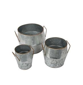 Poubelle galvanisée décorative unique de planteur avec le blanc fini pour des décorations à la maison et des arrangements floraux d'événement - Product Image 4