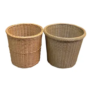 Wholesale Eco Friendly Plastic Rattan Storage Sundries Woven Box Linen Laundry Basket For Bathroom