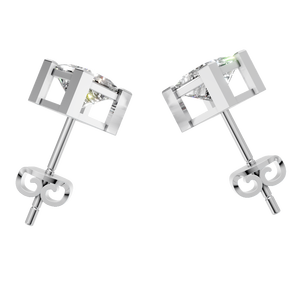 Modernos Pendientes de Oro Sólido de 14k con Moissanita VVS de 8mm, Corte Princesa y Engaste de 4 Puntas, Regalo de Aniversario, Fiesta de Compromiso, Boda - Product Image 3