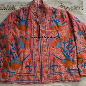 Veste en coton indien Suzani fait à la main Veste courte brodée à la main Manteau unisexe Veste courte Suzani faite à la main - Product Image 6