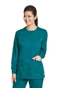 Chaqueta de Médico de Primera Calidad en Mezcla de Poliéster y Algodón para Mujer |   Chaqueta de Trabajo Médica con Cierre de Presión, Manga Larga y Bolsillos - Product Image 2