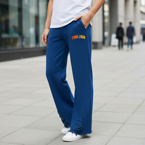 Pantalones Deportivos de Hombre de Alta Calidad, 100% Algodón Grueso, con Logotipo Personalizado Impreso en DTF, Estilo Casual Urbano, Holgados y Desgastados - Product Image 1