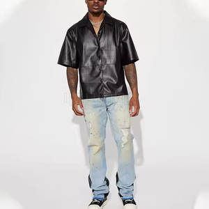 Chemise en cuir pour homme, douce, de haute qualité, élégante, pour les sorties décontractées et le travail au bureau, chemise en cuir - Product Image 4