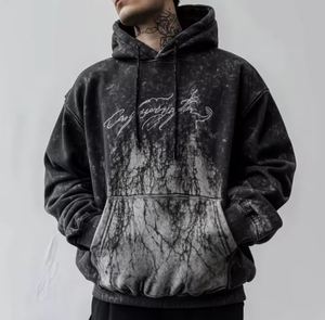 Sweat à capuche streetwear 100% coton avec logo personnalisé pour hommes, pull confortable et lourd délavé à la pierre pour l'impression numérique en hiver - Product Image 6
