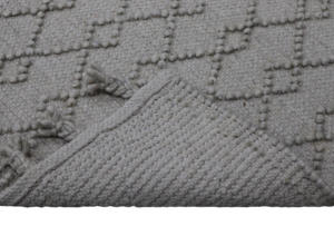 Hand Woven <b>Thick</b> Reversible Modern Diamond Pattern <b>Rug</b> Grey Bobble Braided Tassels Cotton Wool for Home Camping Use - Product Image 5