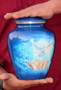 Handmade Cremation Urn <b>for</b> Human <b>Ashes</b> Sky-Blue Funeral Urn <b>for</b> <b>Ashes</b> Adult Burial Container <b>for</b> Human Memorial Funeral Urn - Product Image 2