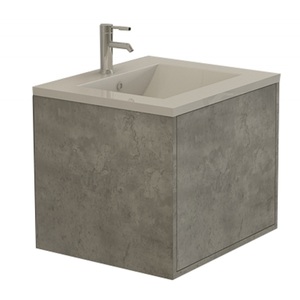 Meuble-lavabo LINZ 60 cm Jet-Line, meuble de salle de bain en bois massif, lavabo en céramique résistant à l'eau, aspect béton, ensemble de salle de bain - Product Image 2