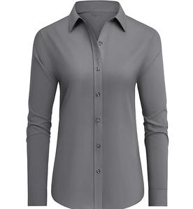 Vente directe d'usine femmes chemises habillées à manches longues bureau affaires vêtements d'extérieur décontractés chemise boutonnée formelle - Product Image 3