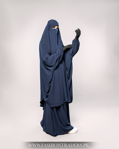 Vente en gros de robe Jilbab deux pièces avec manches élastiques tissu polyester de qualité supérieure robe islamique mi-longue pour femme - Product Image 2