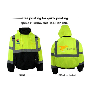 Vêtements de construction de sécurité réfléchissants haute visibilité unisexe avec poche manches longues sweat à capuche imperméable fabriqué en usine - Product Image 2