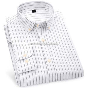 Popular Long Sleeve Strip Design <b>White</b> Collar With Button square Cuff <b>Men</b> <b>Shirts</b> Hot Sale 2026 Striped <b>Men's</b> <b>Shirts</b> - Product Image 3