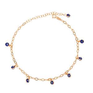 Tobillera con diseño de ojo turco para mujer, cadena de espejo, hecha a mano, joyería de plata de ley 925, venta al por mayor - Product Image 5