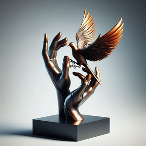 Trofeo de baile de trío dinámico en acabado dorado y plateado. Premios artísticos disponibles a precios de mayoreo. - Product Image 4