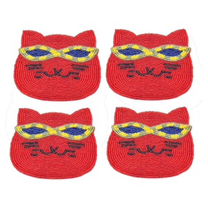 Posavasos con cuentas de color rojizo Posavasos con cuentas estructuradas tipo cereza Accesorios de cocina de calidad superior Posavasos con cuentas - Product Image 6