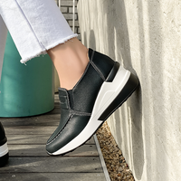 Chaussures Décontractées à Enfiler en Cuir Action sur Plateforme JSHOE pour Femme, Augmentant la Hauteur de 6.5cm, Idéales pour la Marche et le Confort