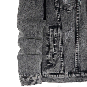 Veste en jean personnalisée pour hommes, élégante et décontractée de haute qualité avec poches latérales Veste en jean bleu clair pour hommes - Product Image 3