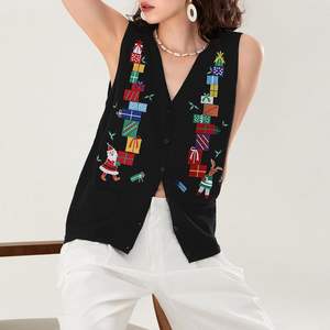 2025 nouveaux chandails pour femmes sans manches conception personnalisée Jacquard Cardigan pull tricot gilet mode vêtements d'extérieur hommes chandails - Product Image 5