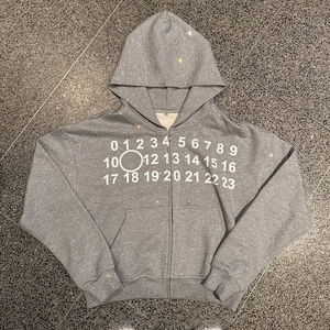 Sweat à capuche à fermeture éclair personnalisé de haute qualité avec sérigraphie en détresse sweat à capuche lavé à l'acide sweat à capuche pour hommes et femmes - Product Image 5