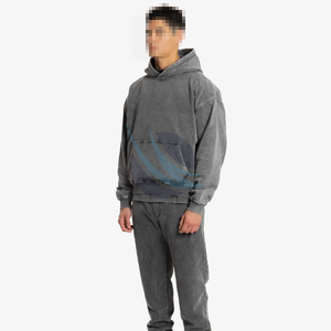 Sweats à capuche personnalisés pour hommes 100% coton Streetwear sweat à capuche thermique surdimensionné Vintage poids lourd 500gsm lavé à l'acide sweats à capuche pour homme - Product Image 5