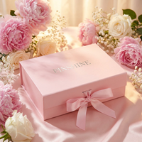 Boîte cadeau magnétique pliable personnalisée avec logo en feuille d'argent et ruban rose pour cosmétiques et faveurs de mariage en gros