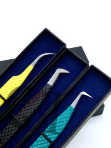 แหนบต่อขนตาสำหรับต่อขนตาแบบโค้งสีเงิน90องศาสีต่างกัน - Product Image 2