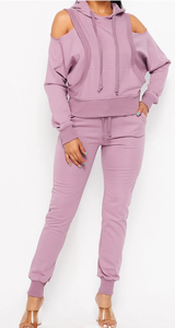 Vente en gros de pantalons de survêtement d'hiver écologiques avec logo personnalisé pour femmes ensembles de jogging à capuche en Offre Spéciale polaire épaisse ensembles de conception vierge unie - Product Image 2