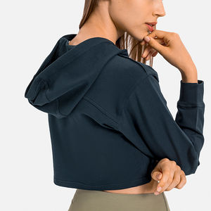 Sudadera Deportiva de Felpa para Mujer de Alta Calidad, con Logotipo Personalizado, Top Corto con Capucha y Manga Larga, Transpirable y a la Moda para Invierno - Product Image 1