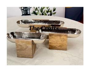 <b>Set</b> Of Two Round Shape Chocolate <b>Bowl</b> In Wooden And Stainless Steel Snacks Serving <b>Bowl</b> For Home Usage - Product Image 2