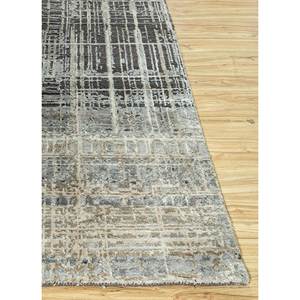 Uvenuti Abstract Pattern Wool & Bamboo Silk Hand Knotted Rug Grey & <b>Black</b>-LRB-1538 for Home Use - Product Image 4