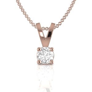 Pendentif solitaire rond en or massif 14 carats avec diamant de laboratoire certifié IGI VVS, style élégant, pour femmes, chez Fine Jewelry à bas prix - Product Image 3