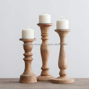 Best Quality Acacia Wood Diamond Cuts Wooden <b>Tealight</b> Holders (set of 2) - Product Image 3