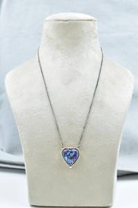 Handmade Purple Blue Turquoise Sterling Silver <b>Necklace</b> 18 Inch Adjustable Chain <b>Boho</b> Statement Jewelry - Product Image 4