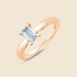 Bague en or massif 14 carats avec diamant de laboratoire taille émeraude de 0,54 carat, motif Paisley, qualité F+-VS, cadeau d'anniversaire de mariage - Product Image 3