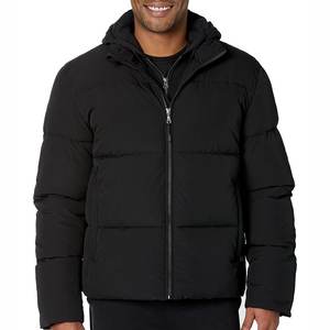 Chaqueta acolchada de lona impermeable de invierno con cuello mandarín para hombre con capucha diseño acolchado a prueba de viento para uso en exteriores - Product Image 1