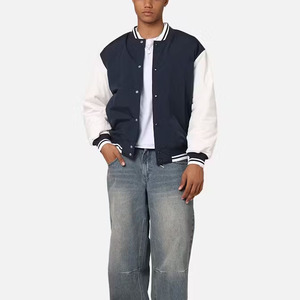 Veste de baseball personnalisée OEM pour homme, en polyester/coton, avec broderie chenille, style vintage, en toile satinée enduite, décontractée - Product Image 2