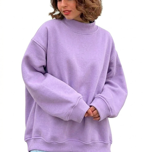 Women Casual Wear Oversized <b>Mock</b> <b>Neck</b> Fleece Eco-Friendly Breathable Features Pullover <b>Tops</b> with Front Logo Custom Design - Product Image 1